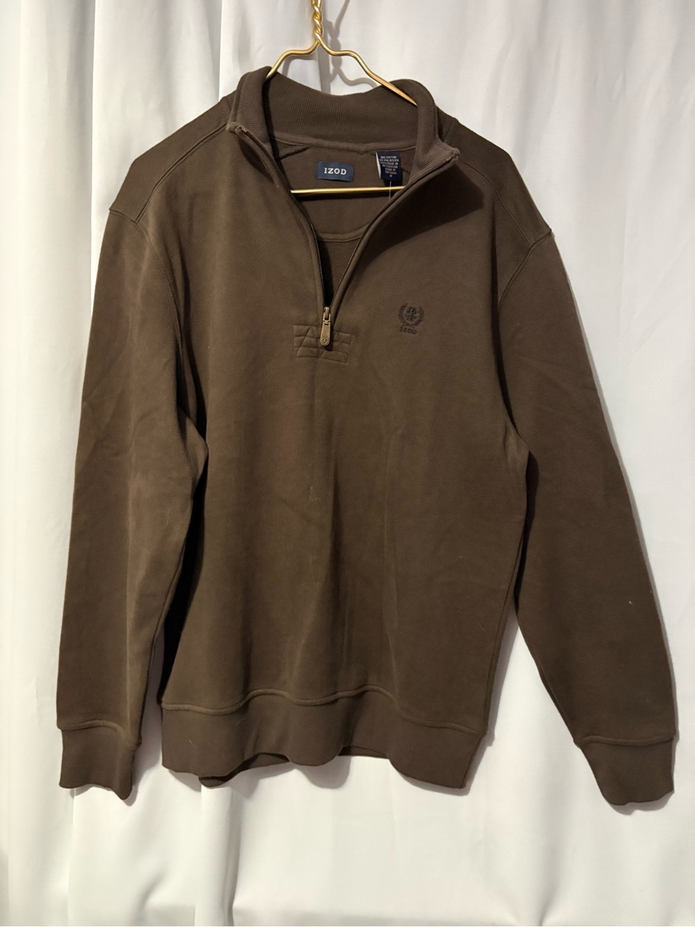 Izod Brown Quarter-Zip Pullover Sweater #2295